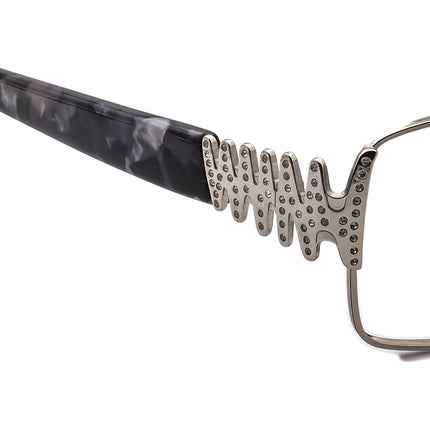 Platinum Eyewear Women's Eyeglasses 445 045 Silver/Blue Marble Rhinestones Rectangular Frame 52[]17 135