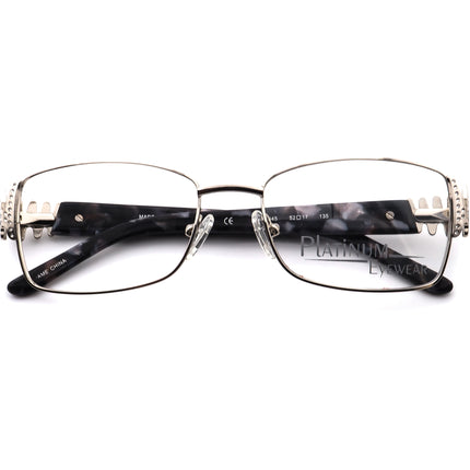 Platinum Eyewear Women's Eyeglasses 445 045 Silver/Blue Marble Rhinestones Rectangular Frame 52[]17 135