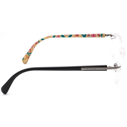 Prada Women's Eyeglasses VPR 14N 2AZ-1O1 Clear Transparent/Black Rectangular Frame Italy 52[]16 135
