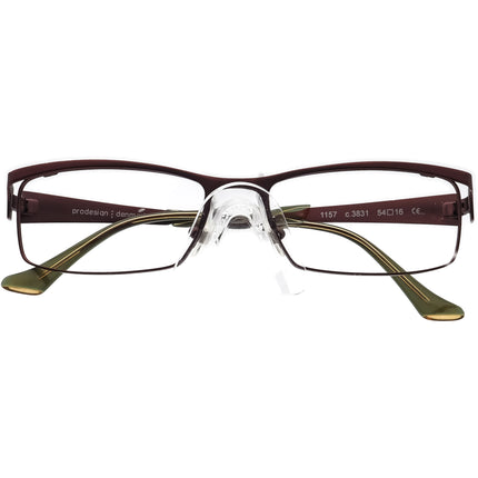 Prodesign Denmark Women's Eyeglasses 1157 c.3831 Matte Dark Burgundy Rectangular Metal Frame 54[]16 145