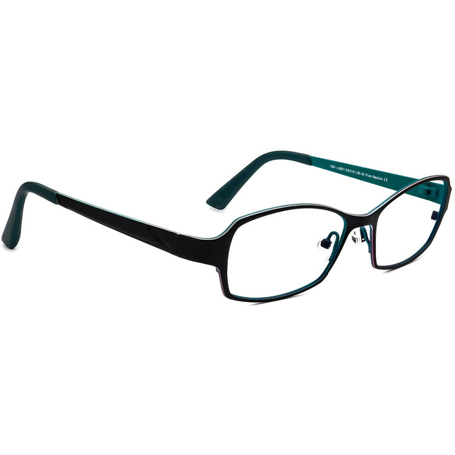 Prodesign Denmark Eyeglasses 1381 c.6021 Pure Titanium Matte Black on Blue Rectangular Metal Frame 53[]16 130