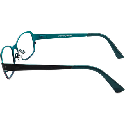 Prodesign Denmark Eyeglasses 1381 c.6021 Pure Titanium Matte Black on Blue Rectangular Metal Frame 53[]16 130