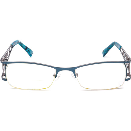 Prodesign Denmark Women's Eyeglasses 5123 c.9331 Blue on Gunmetal Half Rim Metal Frame 51[]20 135
