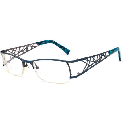 Prodesign Denmark Women's Eyeglasses 5123 c.9331 Blue on Gunmetal Half Rim Metal Frame 51[]20 135