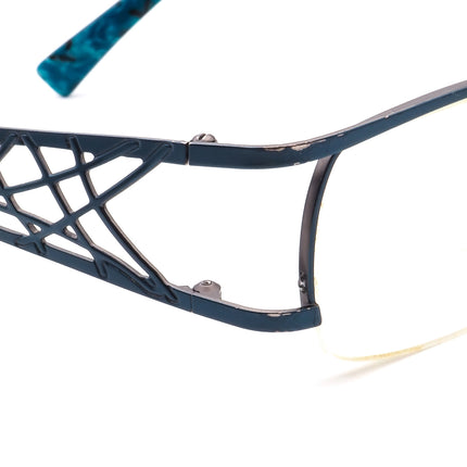 Prodesign Denmark Women's Eyeglasses 5123 c.9331 Blue on Gunmetal Half Rim Metal Frame 51[]20 135