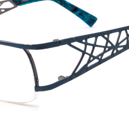 Prodesign Denmark Women's Eyeglasses 5123 c.9331 Blue on Gunmetal Half Rim Metal Frame 51[]20 135