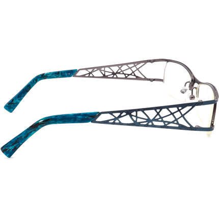 Prodesign Denmark Women's Eyeglasses 5123 c.9331 Blue on Gunmetal Half Rim Metal Frame 51[]20 135