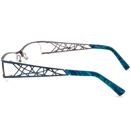 Prodesign Denmark Women's Eyeglasses 5123 c.9331 Blue on Gunmetal Half Rim Metal Frame 51[]20 135