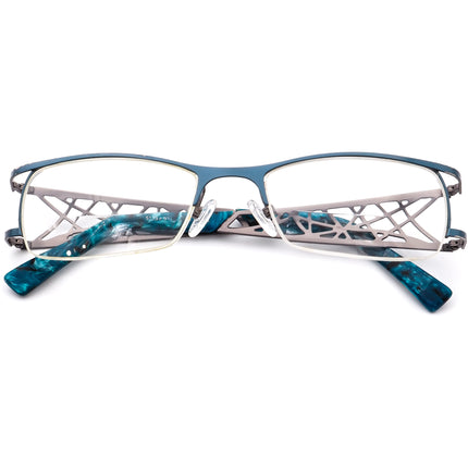 Prodesign Denmark Women's Eyeglasses 5123 c.9331 Blue on Gunmetal Half Rim Metal Frame 51[]20 135