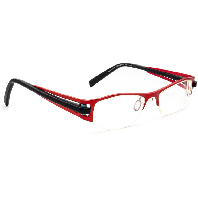Prodesign Denmark Eyeglasses 9909 c.4031 Gail Spence Aluminum Red/Black Half Rim Frame 51[]17 150