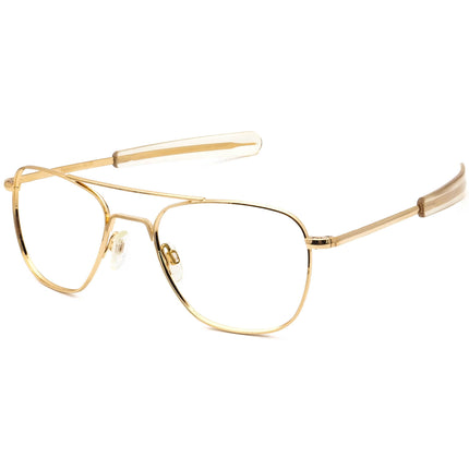 Randolph Engineering Vintage Sunglasses Frame Only 5 1/2 Shiny Gold Pilot Metal USA 52 mm