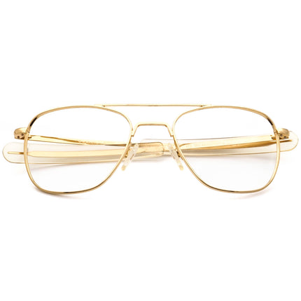 Randolph Engineering Vintage Sunglasses Frame Only 5 1/2 Shiny Gold Pilot Metal USA 52 mm