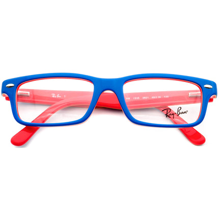 Ray-Ban Junior Eyeglasses RB 1535 3601 Blue on Coral Rectangular Frame 48[]16 130