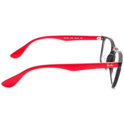 Ray-Ban Kids' Eyeglasses RB 1553 3725 Black on Red Rectangular Frame 46[]16 130