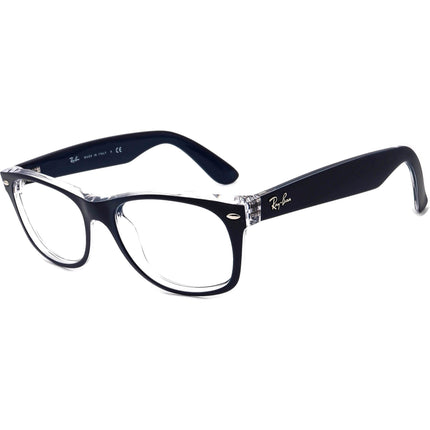 Ray-Ban Sunglasses RB 2132 New Wayfarer 6053/71 Matte Blue on Clear Horn Rim Italy 52 mm
