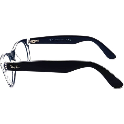 Ray-Ban Sunglasses RB 2132 New Wayfarer 6053/71 Matte Blue on Clear Horn Rim Italy 52 mm