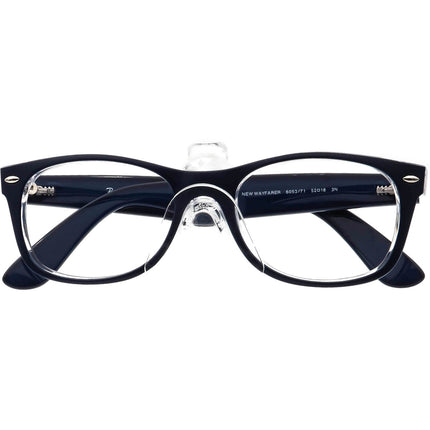 Ray-Ban Sunglasses RB 2132 New Wayfarer 6053/71 Matte Blue on Clear Horn Rim Italy 52 mm