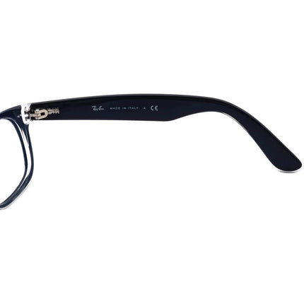 Ray-Ban Sunglasses RB 2132 New Wayfarer 6053/71 Matte Blue on Clear Horn Rim Italy 52 mm