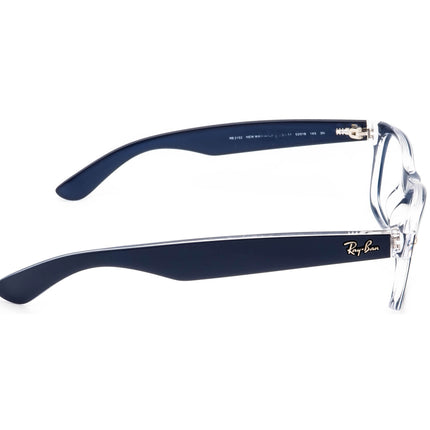 Ray-Ban Sunglasses Frame Only RB 2132 New Wayfarer 6053/71 Matte Blue on Clear Square Italy 52 mm