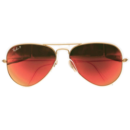 Ray-Ban Mirrored Sunglasses RB 3025 Aviator Large Metal 112/4D Gold Aviator Metal Italy 58 mm
