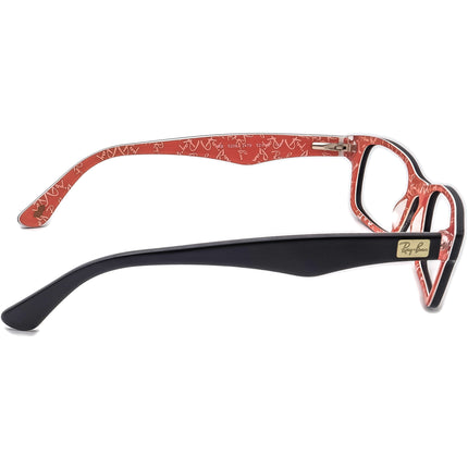 Ray-Ban Eyeglasses RB 5206 2479 Black on Red Rectangular Frame 52[]18 140