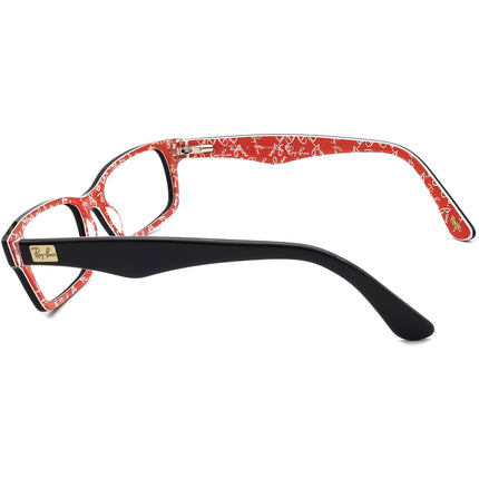 Ray-Ban Eyeglasses RB 5206 2479 Black on Red Rectangular Frame 52[]18 140