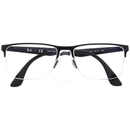 Ray-Ban Men's Eyeglasses RB 6335 2503 Matte Black Half Rim Frame 56[]17 145