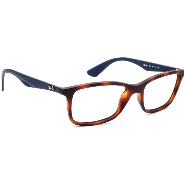 Ray-Ban Eyeglasses RB 7047 5574 Matte Light Havana/Navy Blue Square Frame 54[]17 140