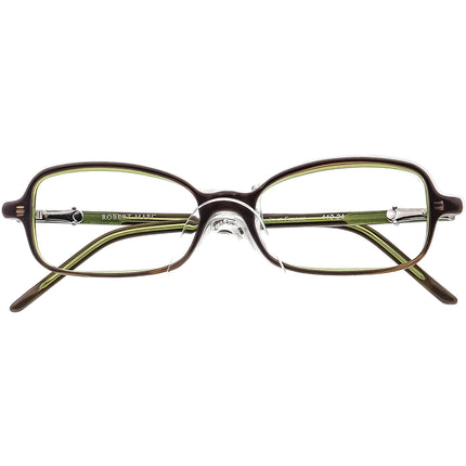 Robert Marc Women's Eyeglasses 112-24 Brown on Green Rectangular Frame France 49[]15 130 Handmade