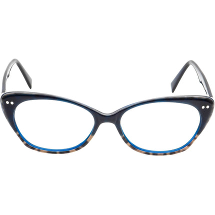 Seraphin Women's Eyeglasses Halifax/8134 Navy Blue&Leopard Print Cat Eye Frame Japan 52[]16 140 Handmade