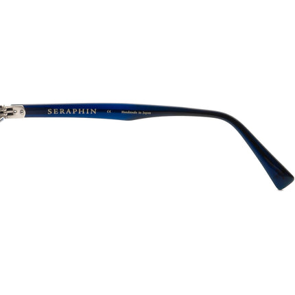 Seraphin Women's Eyeglasses Halifax/8134 Navy Blue&Leopard Print Cat Eye Frame Japan 52[]16 140 Handmade