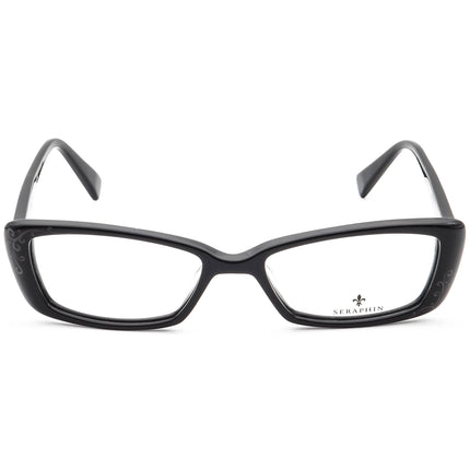 Seraphin Women's Eyeglasses Salem/8523 Glossy Black Rhinestones Rectangular Frame 52[]17 145