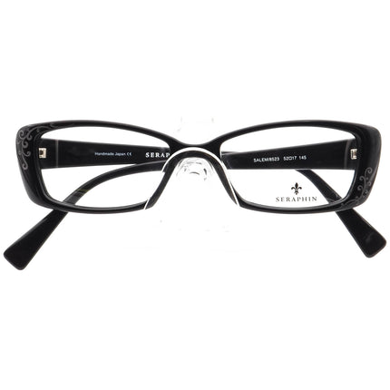 Seraphin Women's Eyeglasses Salem/8523 Glossy Black Rhinestones Rectangular Frame 52[]17 145