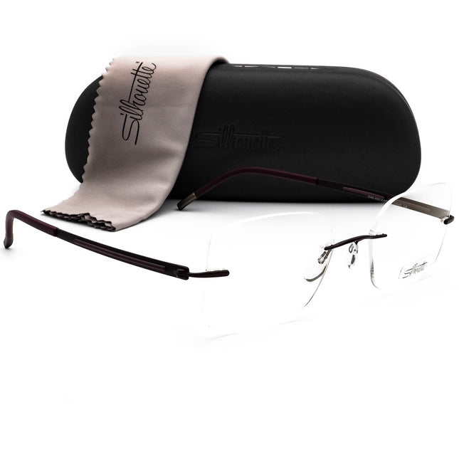 Silhouette Women's Eyeglasses 4368 40 6059 5263 Titan Aubergine Rimless Frame Austria 51[]19 140