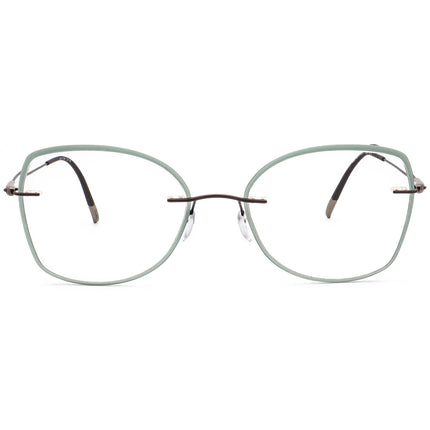 Silhouette Women's Eyeglasses 5500 70 6140 Titan with Accent Ring Brown Rimless Frame Austria 52[]19 145
