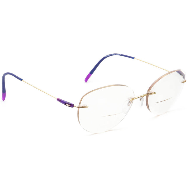 Silhouette Women's Eyeglasses 5500 70 7530 Titan Gold/Purple Rimless Frame Austria 50[]17 135