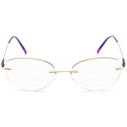 Silhouette Women's Eyeglasses 5500 70 7530 Titan Gold/Purple Rimless Frame Austria 50[]17 135