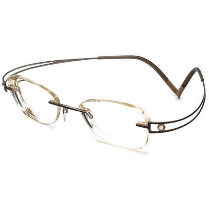 Silhouette Women's Eyeglasses 6775 10 6050 Brown on Gunmetal Rhinestones Rimless Metal Frame Austria 46[]17 130