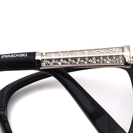 Swarovski Women's Sunglasses Evelina SW 83 01B Black/Silver with Rhinestones Square 58 mm