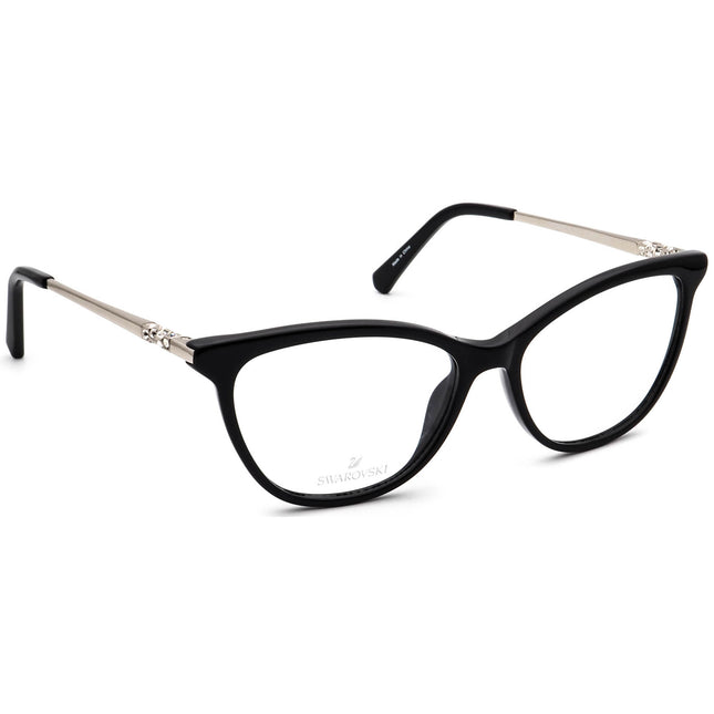 Swarovski Women's Eyeglasses SK5249-H 001 Black/Silver Rhinestones Cat Eye Frame 53[]15 140