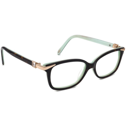 Tiffany & Co. Women's Eyeglasses TF2060-A 8002 Dark Tortoise on Tiffany Blue Rhinestones Rectangular Frame Italy 54[]15 135