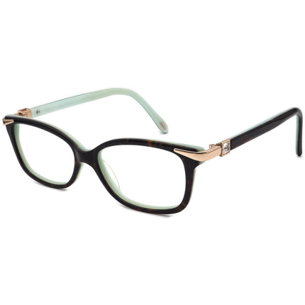 Tiffany & Co. Women's Eyeglasses TF2060-A 8002 Dark Tortoise on Tiffany Blue Rhinestones Rectangular Frame Italy 54[]15 135
