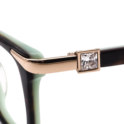 Tiffany & Co. Women's Eyeglasses TF2060-A 8002 Dark Tortoise on Tiffany Blue Rhinestones Rectangular Frame Italy 54[]15 135