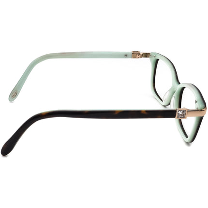 Tiffany & Co. Women's Eyeglasses TF2060-A 8002 Dark Tortoise on Tiffany Blue Rhinestones Rectangular Frame Italy 54[]15 135