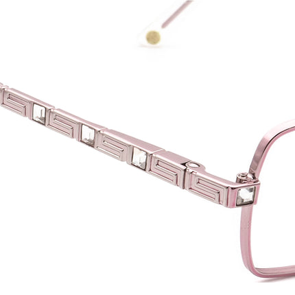 Versace Women's Eyeglasses MOD. 1150-B 1056 Light Pink Rhinestones Rectangular Metal Frame Italy 51[]16 135
