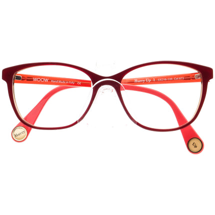 Woow Women's Eyeglasses Hurry Up 1 Col 872 Red B-Shape Frame Italy 53[]16 144 Handmade