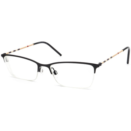 Burberry B 1278 1001 Half Rim Rectangular Eyeglasses 53 mm