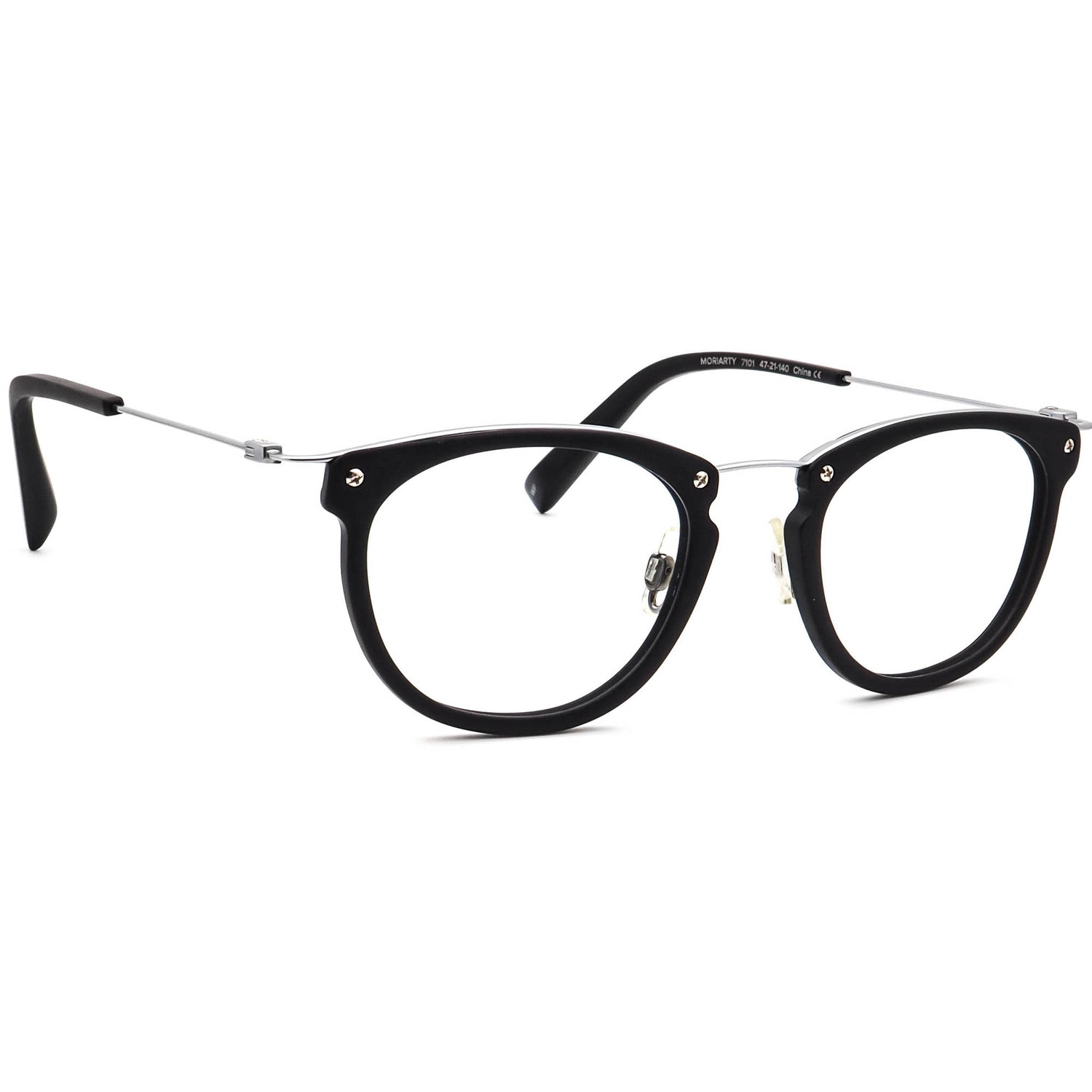 Warby Parker Eye Glasses Eyeglasses Frames Moriarty 7101 47-21-140 Moriarty Eyeglasses in Jet Black Matte with Polished Silver  main image 3