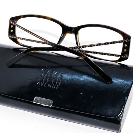 Saks Fifth Avenue Women's Sunglasses S5A 53/S Tortoise Frame with Copper Brown arms and Rhinestones Rectangular 54 mm