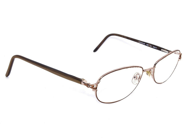 L'amy Women's Eyeglasses L'Accent 420 C02 Gold /Brown Rhinestones Oval Frame France 53[]17 135